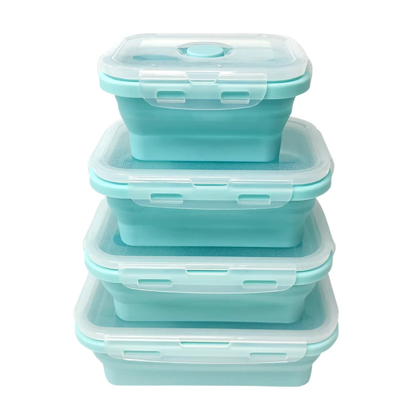 Kids Fiambrera De Silicona 4 Pcs sealed BPA Free Food Grade Collapsible Food Silicone Lunch Box