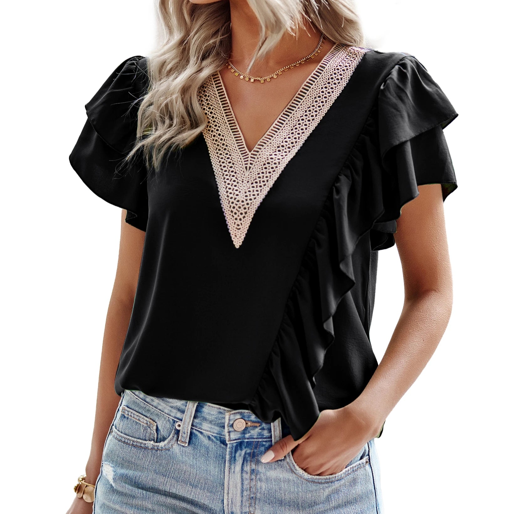 Elegant Women's Summer Casual Dress Beautiful Vintage Style Solid Top Shirt with Front Logo Fashionable & Generous