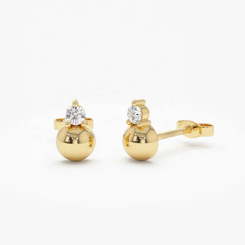 LOZRUNVE Silver 925 Gold Jewelry Custom Cubic Zircon Bead Ball Stud Earring Wholesale