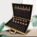 Wholesale 18/8 Stainless Steel Bamboo Joint Gold Plated 24pcs Cutlery Set with Wooden Case