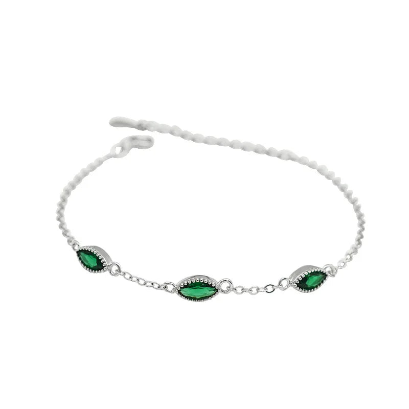 Wish Jewelry Vintage Design 24k Gold Plated S925 Emerald Gemstone Bracelet 925 Sterling Silver Green Diamond Bracelet for Women