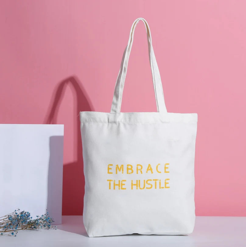 New Wholesale Eco Canvas Fabric Shopping Bags Best Selling Custom Printed Logo Tote Bags in Canada Letter Pattern Style