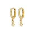 S925 Sterling Silver INS Geometric Round square Diamond All-match Earrings