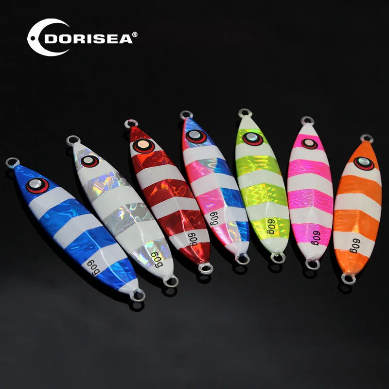 DORISEA 40g-300g Jigbait Lure Luminous Slow Metal Lead Tuna Fishing Hook for Sea River Lake Stream