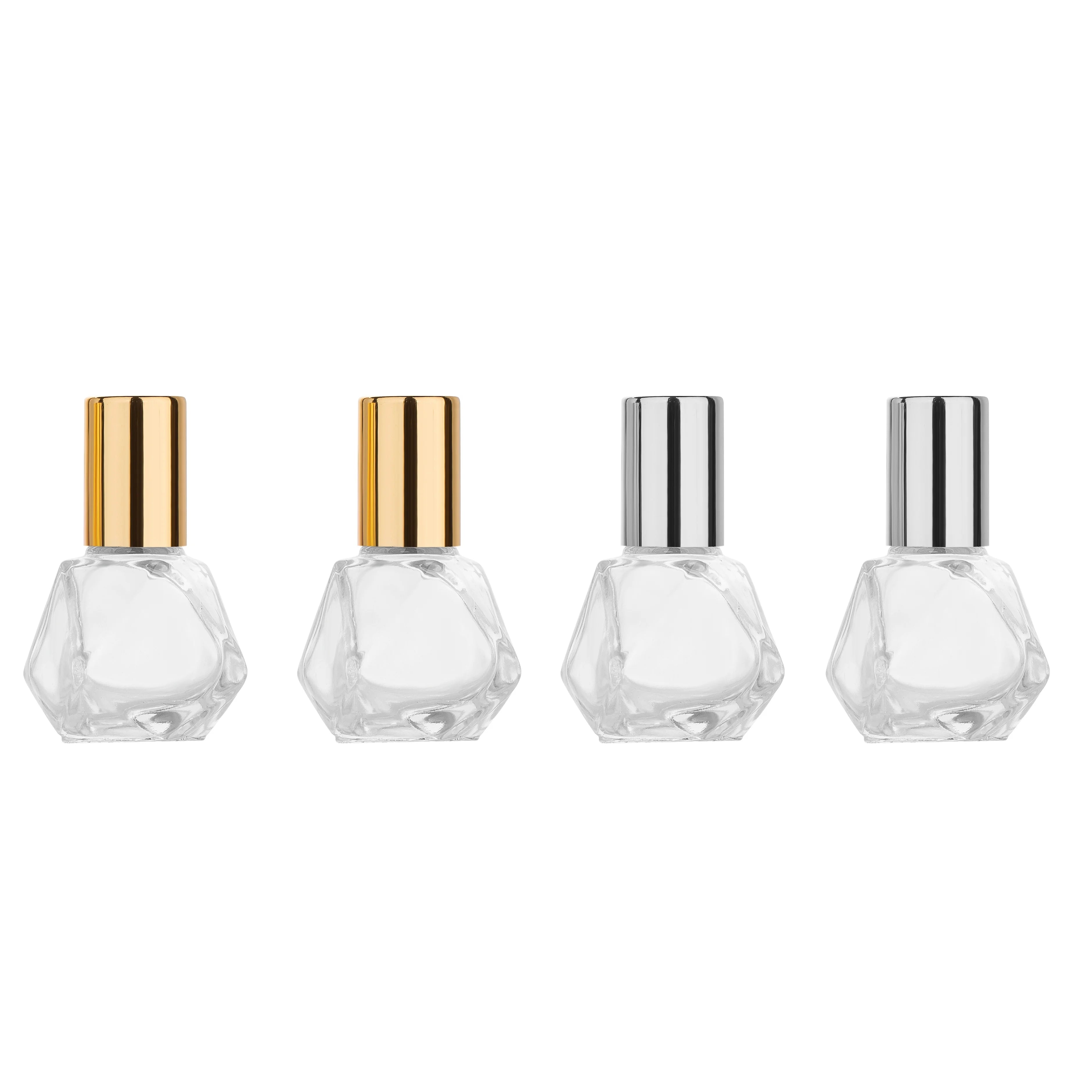8ml Pentagram Empty Transparent Glass Essential Oil Roller Bottles with Metal Ball Perfumes Balms Sample Roller Bottle