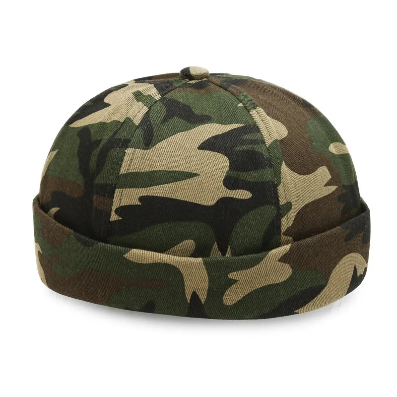 Camo Brimless Docker Hat Beanies Cotton No Visor Hat Sailor Hat Landlord Cap Adjustable MegaBDM