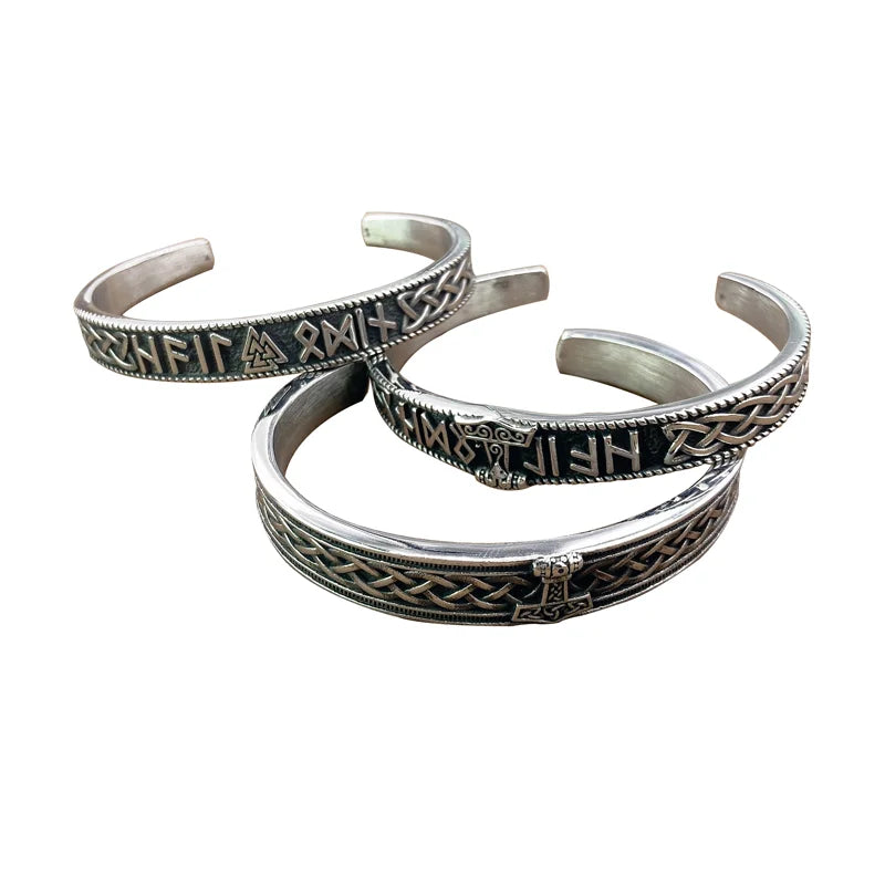 The Latest Nordic Viking Odin Thor Exquisite Rune Titanium Steel the Cuff Mjolnir Bracelet