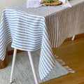 Hot Sale Stone Cheap Plain Dyed Blue Stripe Restaurant Washed Linen Table Cloth MegaBDM