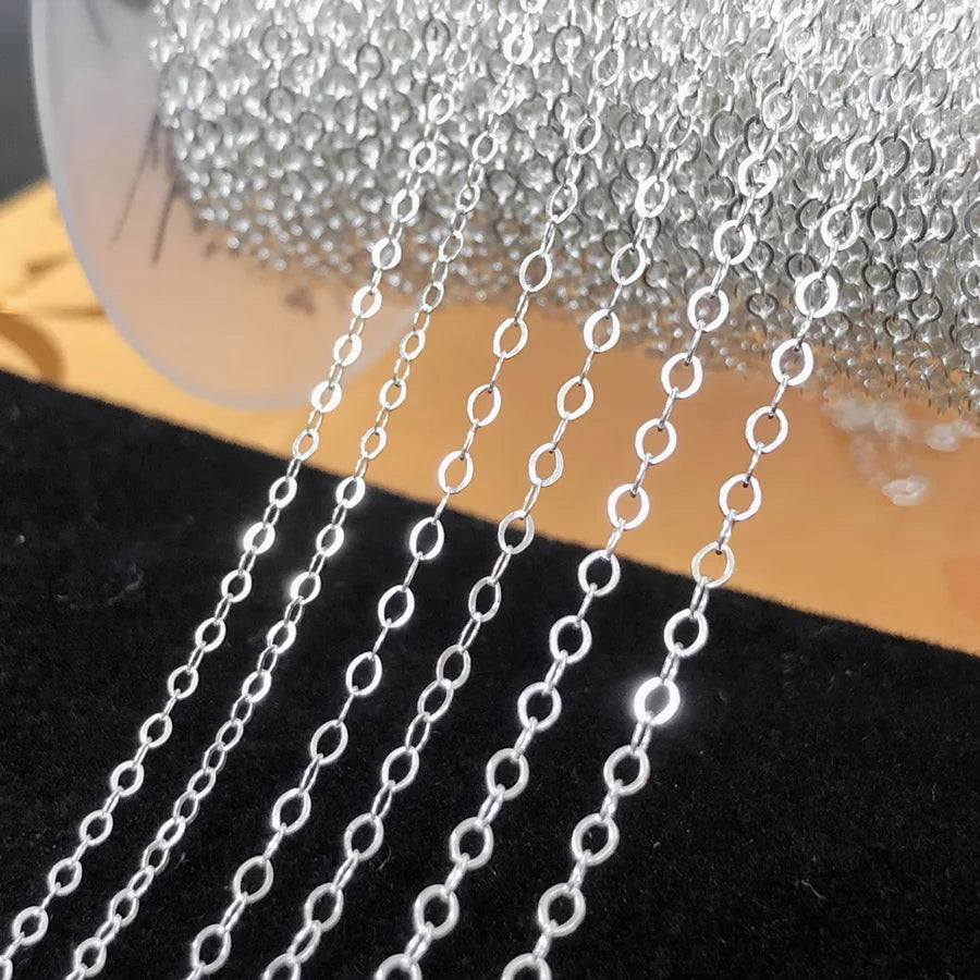 Vintage Flat Cable Chain 1.3mm for Women Permanent Jewelry Making Silver Chains 925