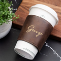 Reusable Personalized Coffee Bubble Tea Mug Sleeve Portable Custom Heat Insulated Drink Sleeve Leather Cup Holder