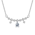 Fine Jewelry 925 Sterling Silver Water Drop Shape Zircon Diamond Pendant Necklace for Women Girls