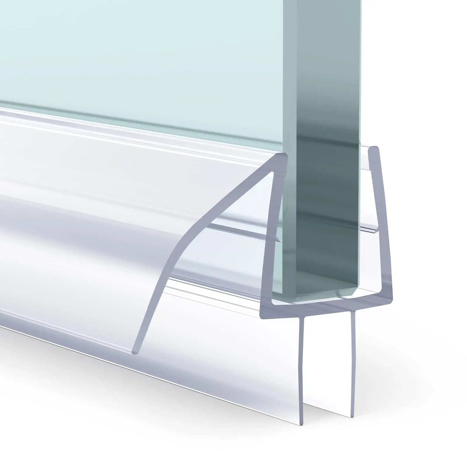 Hydrorelax Clear PVC Shower Door Bottom Seal U-Shape Double Drip Rail Sweep for 10mm Frameless Glass