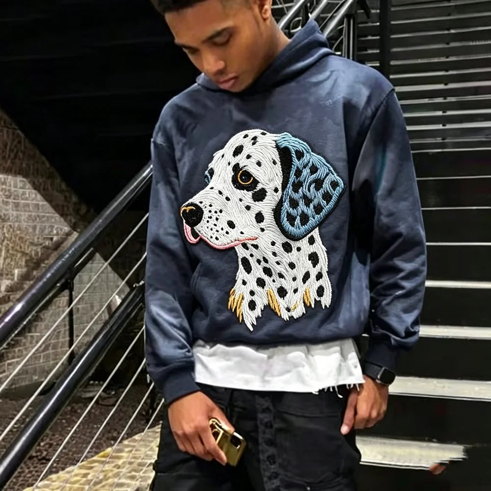 Custom Oversized Heavyweight Sun Faded Pullover Premium Vintage Applique Embroidered Acid Wash Distressed Mens Hoodie