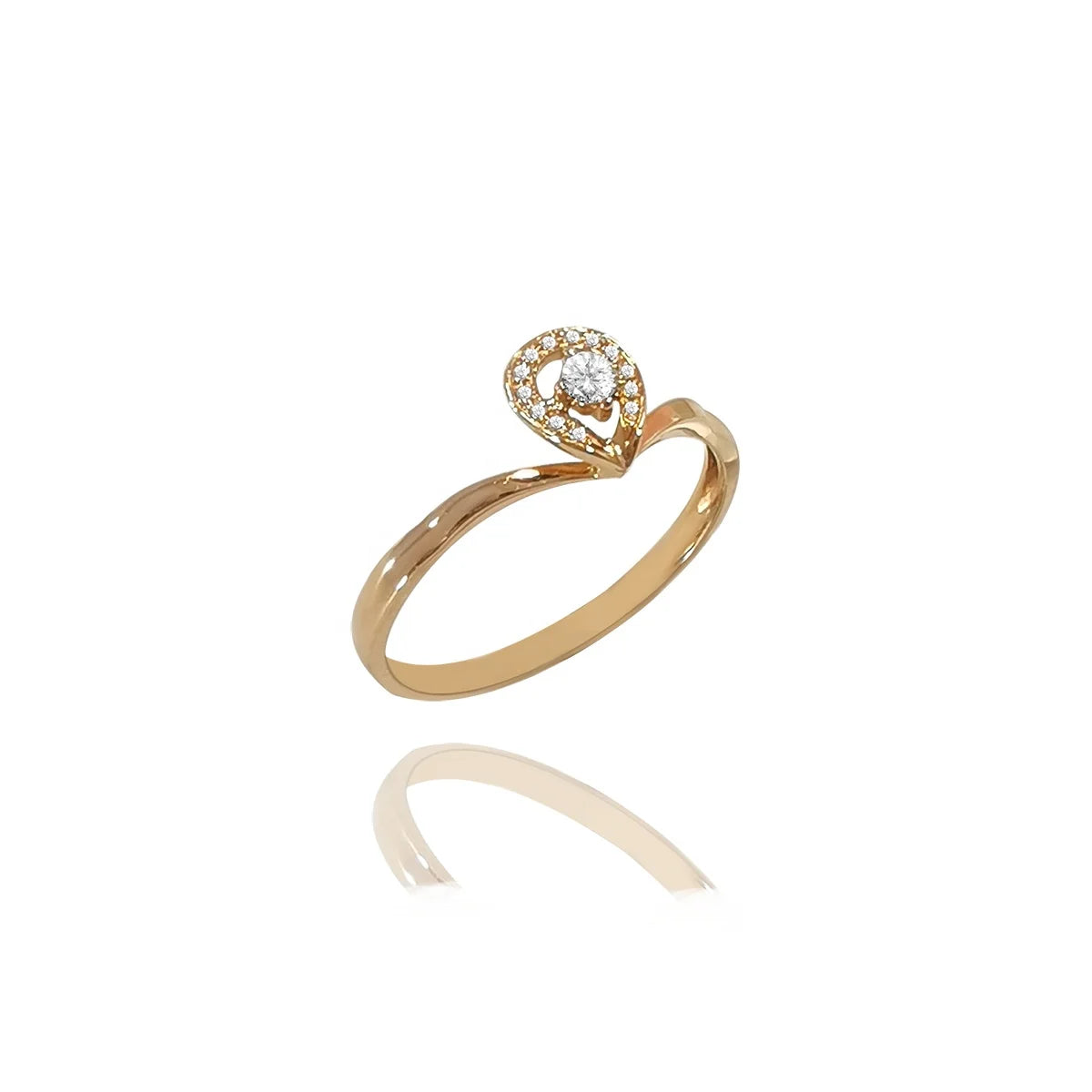 18K Solid Rose Gold Ring Real Diamond Wedding Engagement Band Rings Women Fine Jewelry