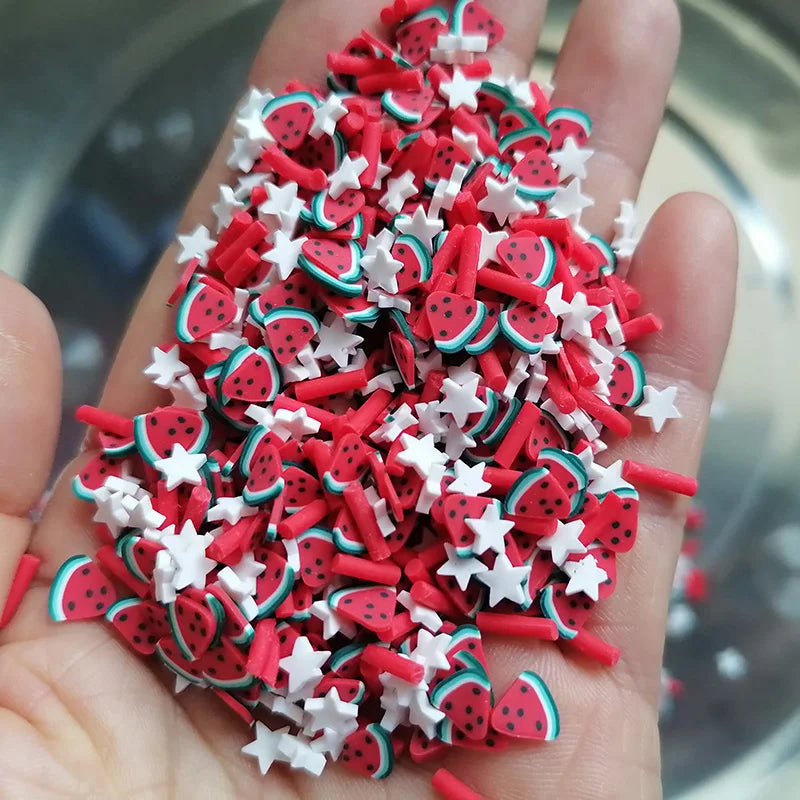 1kg DIY Craft Slime Supplies Fruit Polymer Sprinkles Slices Triangle Watermelon Star Mix Polymer Clay Sprinkles