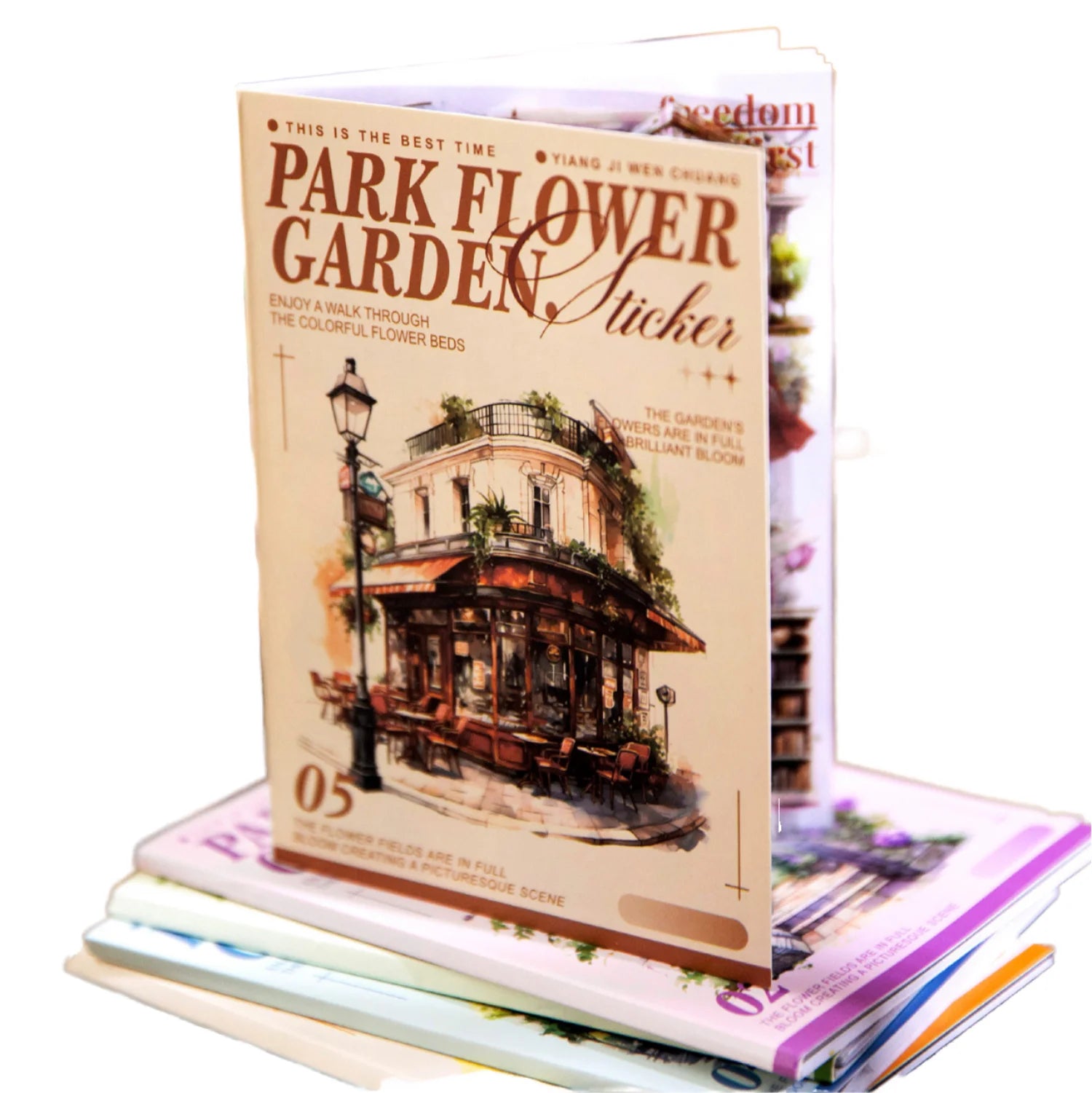 20 Sheets Per Pack of Sticker Book Garden Flower Field Series Dual Material Landscape Handbook DIY Decorative Bottom 5 Models