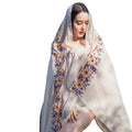 Long Size Cotton Scarf with Embroidery Flowers Factory Wholesale Women Scarf Shawls Custom Muslim Cotton Embroidery Scarves