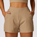 Women's Solid Workout Shorts for Gym Running & Yoga-High Waist Breathable Eco-Friendly with Pockets