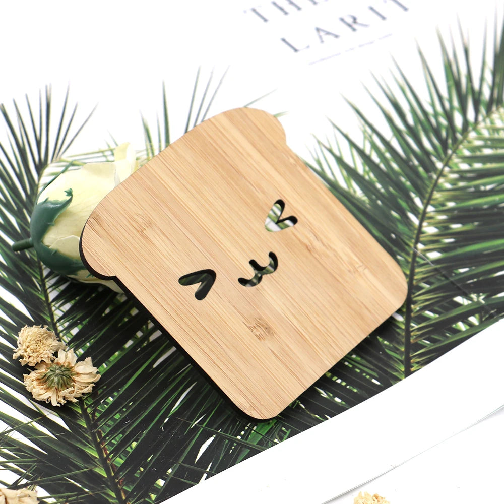 Engraved Face Bamboo Coaster | Funny Personalized Coffee Coaster