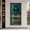 Home Decor Islamic Arabic Calligraphy Canvas Painting  Crystal Porcelain Glass Frame Clock Wall Clock Art Painting