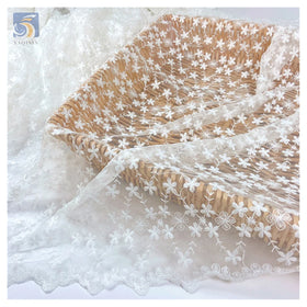 Wholesale Custom Low Price Lace Fabric Cotton Embroidery Mesh White Lace Fabric for Wedding Dress Gowns