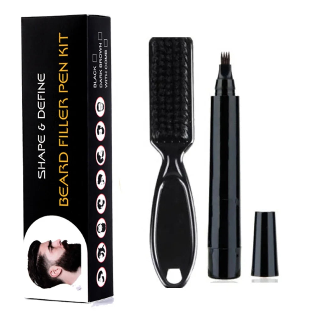 Waterproof Long Lasting No Logo Brush Paint Beard Space Filler Pen Kit for Beard Filler Pen