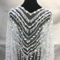 Luxury 3D Beaded Haute Couture Fabric Lace by Yard Pure White Bridal Gown Wedding Dress Embroidery Tulle Net Lace Fabric