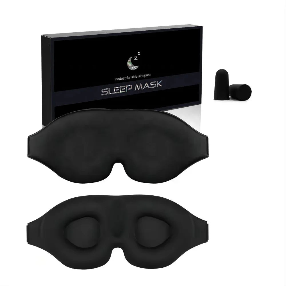 2025 Premium Luxury 3D Ergonomic Sleep Mask Soft Contoured Silk Cotton Eye Cover Side Sleepers OEM Supply Collagen Ingredient