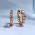 925 Sterling Silver Rose Gold Plated Cubic Zirconia Hinged Huggie Hoop Earrings