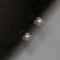 Minimalist Fashion Women Design Plain Silver Women Dainty Design Shell Pearls Stud Earrings