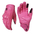 Sheep Skin Racing Motorbike Sport Riding Rider Glove Yellow Brown Leather Pink Motorcycle Gloves for Women