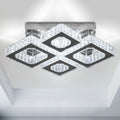 Modern Simple Crystal Ceiling Light Chandelier Stainless Steel Base with LED 6000K CCT for Bedroom and Living Room