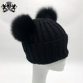 Wholesale Custom Labels Double Pom Pom Baby Toddler Children Winter Beanie Knitted Hats With Fur Pompom
