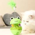 Pet Toys for Cats Turntable Ball Food Leaking Toys Interactive Frog Tumbler With Feather Teaser Cat Toys