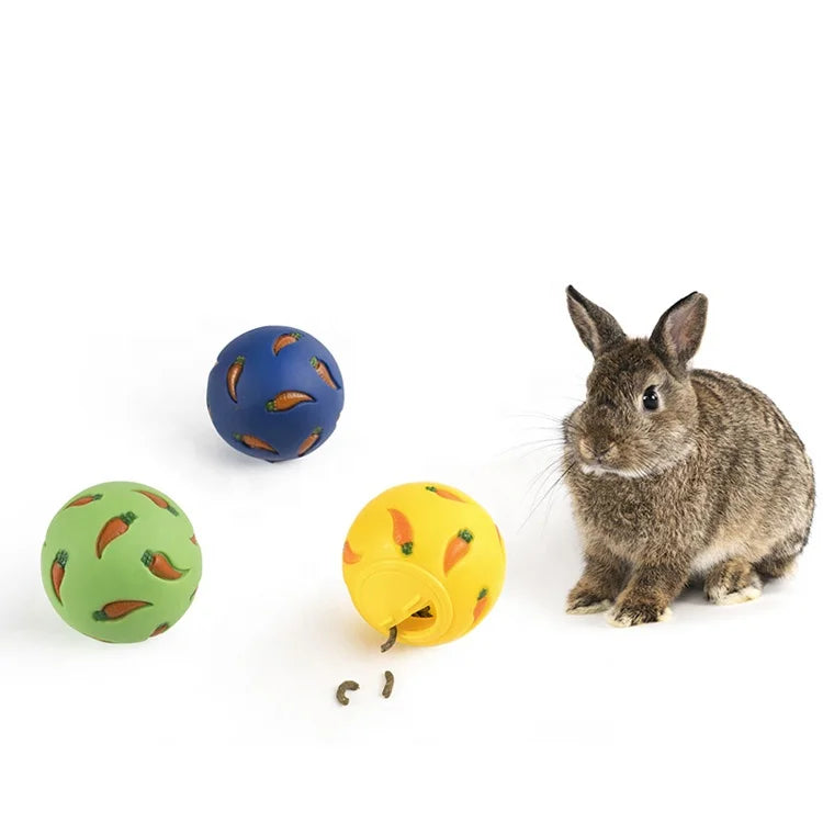 New Special Pet Rabbit Toy Small Animal Treat Ball Vinyl Snack Ball Pet Rabbit Toys
