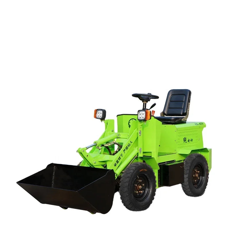 Small Mini Front Electric Skid Steer Wheel Loader Backhoe Shovel With Forklift Pallet  for Garden Farm Orchard Use