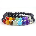 Natural Custom Rock Lava 7 Seven Chakra Stone Bracelets Healing Crystal Beaded Bracelet for Women Girls