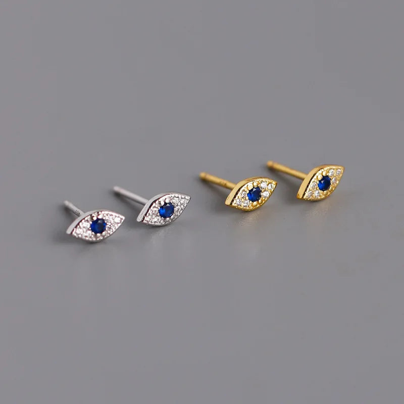 High Quality Classic Design 925 Sterling Silver CZ Micro Eye Stud Post Earrings Women