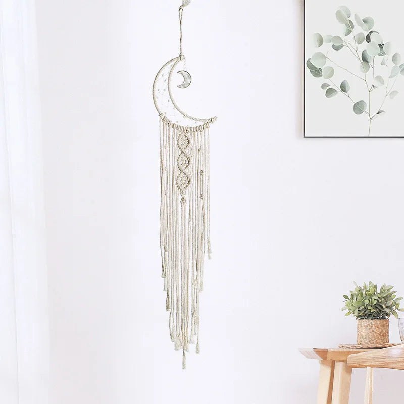 2022 OEM ODM Bohemian Macrame Dream Catcher Wall Hanging Home Decoration Breathable Woven Tapestry Moon Feature for Home Textile