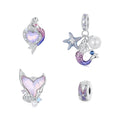 Factory Direct OEM 925 Silver Mermaid Tail Charm Silicone Bead Trendy Ocean Theme Jewelry Adjustable for Bracelet Suppliers