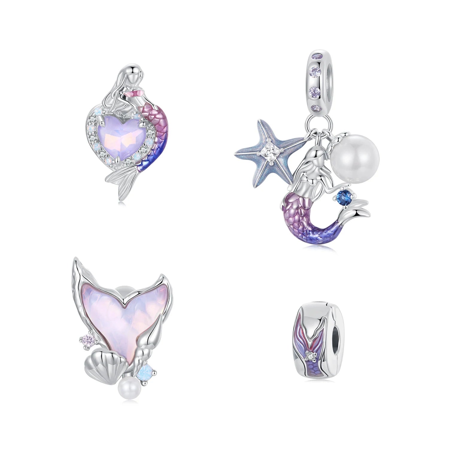 Factory Direct OEM 925 Silver Mermaid Tail Charm Silicone Bead Trendy Ocean Theme Jewelry Adjustable for Bracelet Suppliers