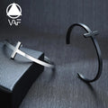 VAF OEM Minimalist Cross Cuff Bangle Bracelet Classic Stainless Steel Simple Manschetten-Armreif