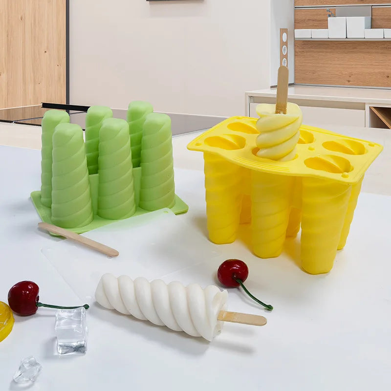 Wholesales 6 Piece DIY Popsicle Mold Reusable Easy Release Silicone Ice Cream Make for Kids Adults