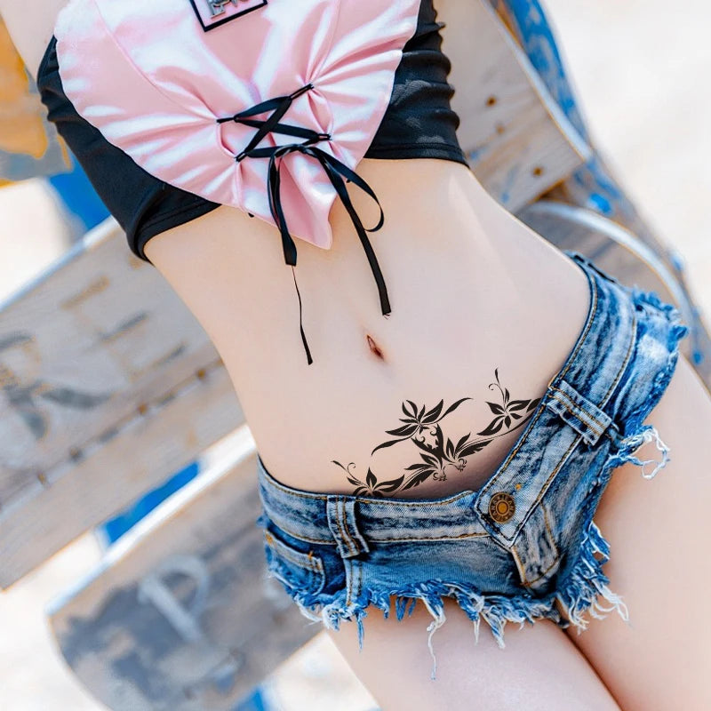 Sexy and Enchanting Herbal Juice Tattoo Sticker for Girls Semi Permanent Tattoo Sticker for Chest and Abdomen