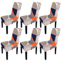 Reador Retailer 6 Pcs Printed Stretch Chair Slipcovers Spandex Dining Room Chair Cover