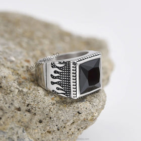 Men's High Quality Variety Colors 316L Stainless Steel Gemstone Rings Classic Fashion for Wedding Engagement Direct Sales
