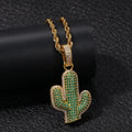 Green Cactus Pendants Necklace for Men Women Chain Hip Hop Necklace Party Jewelry Women Men Gifts