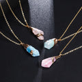 Hot Sale Natural Stone Necklace Choker Jewelry Irregular Pendant Crystal Rough Stone Labradorite Quartz Necklace