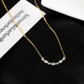 Fashion Jewelry 925 Sterling Silver Simple Necklace Marquise Eye Shape Diamond Gold Plated Necklaces for Women