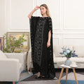 2022 Dubai Middle Eastern Style Bat Sleeve Luxury Rhinestone Shinny Muslim Dresses Kaftan Abaya